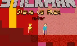 Stickman Steve vs Alex - Nether image