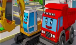 Trucks and Digger Jigsaw image