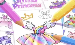 Princess Coloring Glitter For Girl image